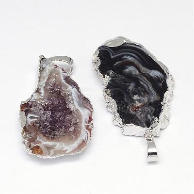 Imported Natural Geode Agate Big Pendants G-G895-08S-1