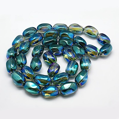 Full Rainbow Plated Crystal Glass Oval Beads Strands EGLA-F026-A06-1