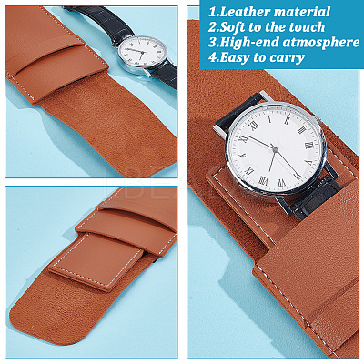 2Pcs Rectangle PU Imitation Leather Single Watch Storage Bag AJEW-GO0001-85A-1