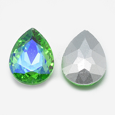 Pointed Back Glass Rhinestone Cabochons RGLA-T017-13x18mm-06-1