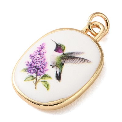 Golden Tone Brass Enamel Pendants KK-CBADFD5-03G-A-1