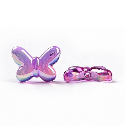 UV Plating Rainbow Iridescent Acrylic Beads PACR-H001-06-1
