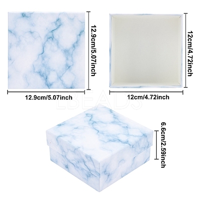 Marble Texture Pattern Paper Cardboard Jewelry Boxes CON-BC0001-18C-1