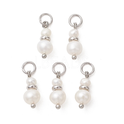 Natural Cultured Freshwater Pearl & Brass Pendants PALLOY-JF05442-01-1