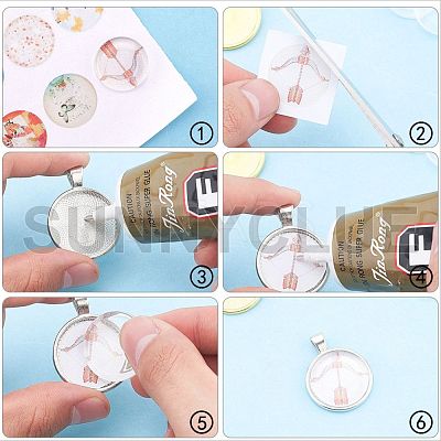 Flat Round Alloy Pendant Cabochon Settings PALLOY-A15654-AS-1