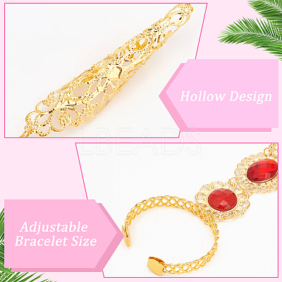4pcs 2 Colors Acrylic Oval Full Hand Ring Bracelet BJEW-AN0001-23-1