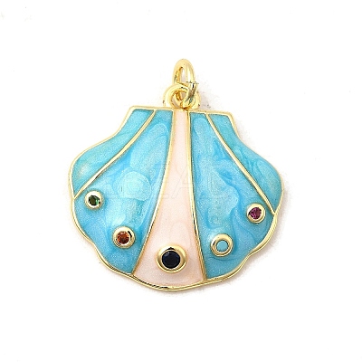 Brass Micro Pave Cubic Zirconia Pendants KK-I378-03G-1