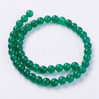 Natural Green Onyx Agate Beads Strands G-G583-8mm-11-1