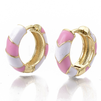 Brass Huggie Hoop Earrings EJEW-S209-04E-1