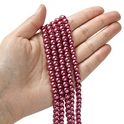 Eco-Friendly Dyed Glass Pearl Beads Strands X-HY-A008-6mm-RB027-1