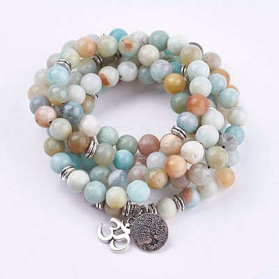 Natural Amazonite Wrap Bracelets BJEW-E329-06D-1