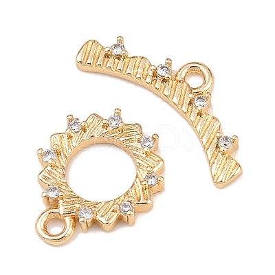 Brass Micro Pave Clear Cubic Zirconia Toggle Clasps KK-K407-36G-1