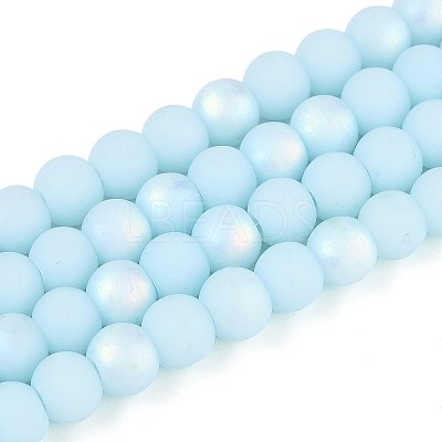 Frosted Opaque Glass Beads Strands GLAA-T032-P6mm-MBB10-1