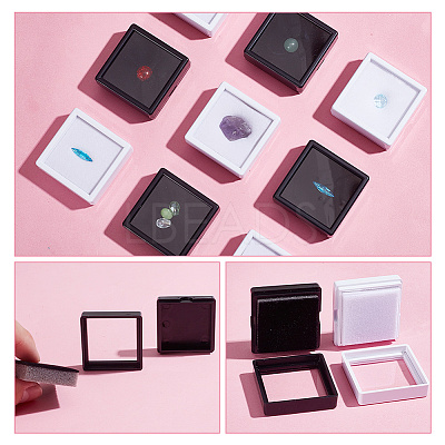 24Pcs 2 Colors Square Acrylic Loose Diamond Display Boxes CON-GA0001-16-1
