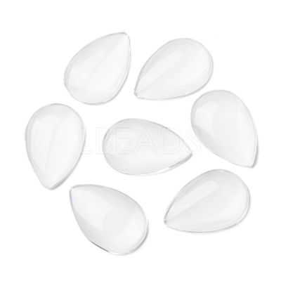 Transparent Teardrop Glass Cabochons X-GGLA-R024-30x20-1