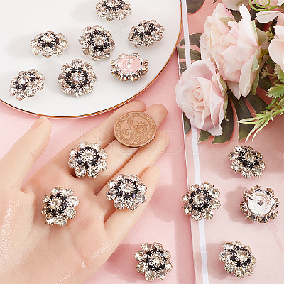 16Pcs 1-Hole Alloy Rhinestone Shank Buttons BUTT-GF0003-60-1