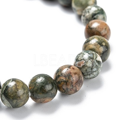 Natural Rhyolite Jasper Stretch Beaded Bracelets G-A185-01S-1