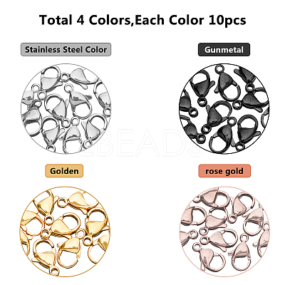 PVD Vacuum Plating 304 Stainless Steel Lobster Claw Clasps STAS-UN0007-64-1