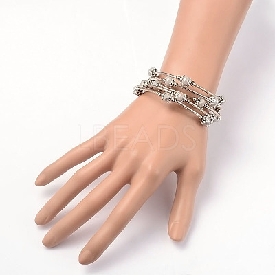 Five Loops Wrap Glass Beads Bracelets BJEW-JB01962-02-1