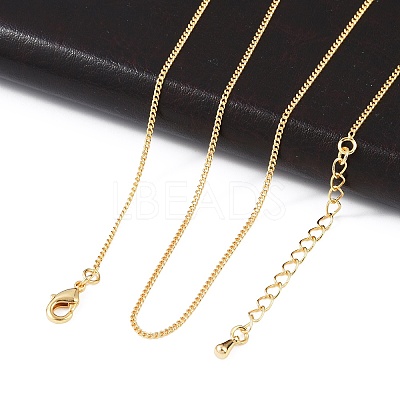 Long-Lasting Plated Brass Curb Chain Necklaces NJEW-K112-07G-NF-1