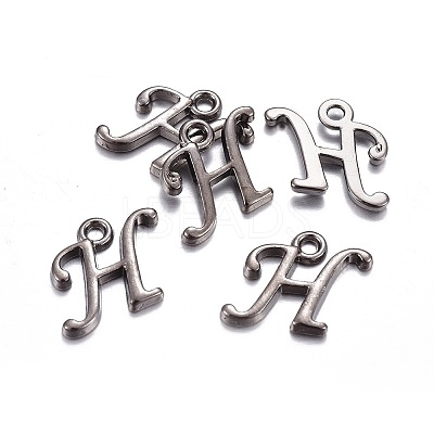 Gunmetal Plated Alloy Letter Pendants PALLOY-P097-03-H-1