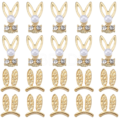 60Pcs 2 Styles Rabbit Alloy Rhinestone Cabochons MRMJ-SC0001-16-1