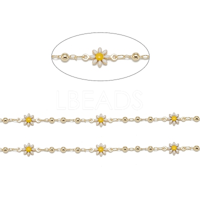 Handmade Golden Brass Enamel Link Chains CHC-K011-20G-1