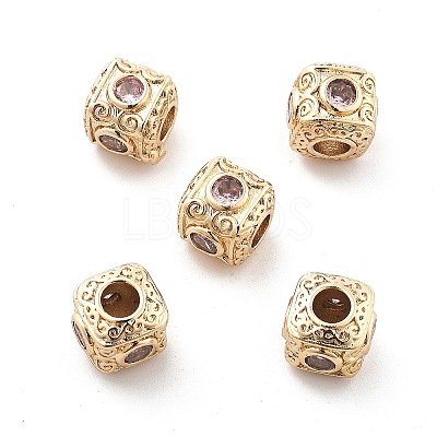 Brass Micro Pave Cubic Zirconia Beads KK-R216-17KCG-03-1