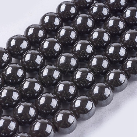 Magnetic Synthetic Hematite Beads Strands G-Q893-10mm-1