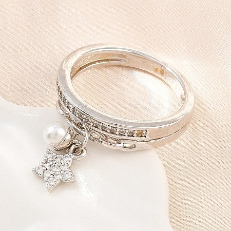 Brass Micro Pave Cubic Zirconia Finger Rings for Women CU-CBA0A21-03P-1
