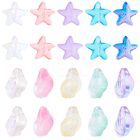 80Pcs 2 Styles Transparent Glass Beads GLAA-SC0003-31-1