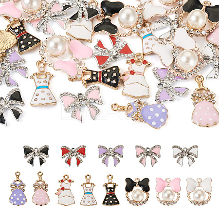  26Pcs 13 Styles Alloy Enamel with Crystal Rhinestone Pendants ENAM-TA0001-68-1