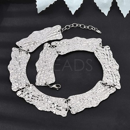 316L Surgical Stainless Steel Textured Link Chain Choker Necklaces SA-CBAB122-06P-1