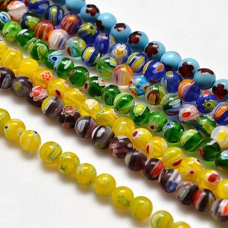 Round Millefiori Glass Beads Strands LK-P001-M-1