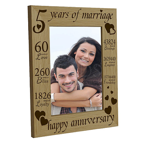 5 Years of Marriage Natural Wood Photo Frames AJEW-WH0292-031-1