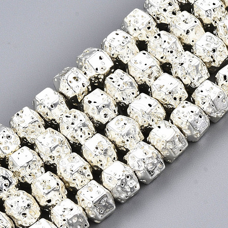 Electroplated Natural Lava Rock Beads Strands G-T114-64S-1