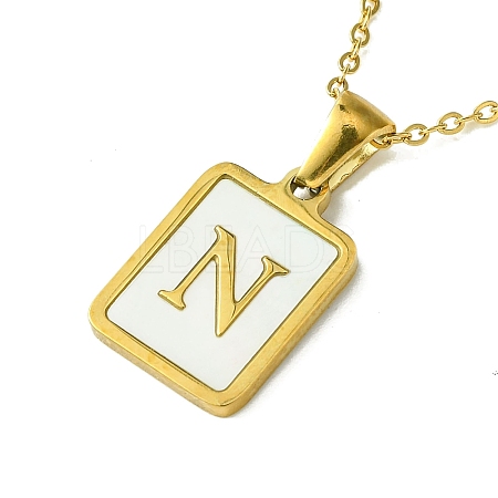 Ion Plating(IP) Rectangle with Initial Letter 304 Stainless Steel Pendant Necklace NJEW-R265-04G-N-1