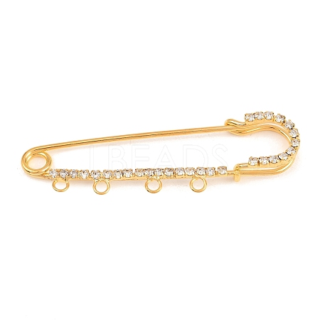 Iron Rhinestone Safety Pins Brooch Findings IFIN-A021-01D-G-1