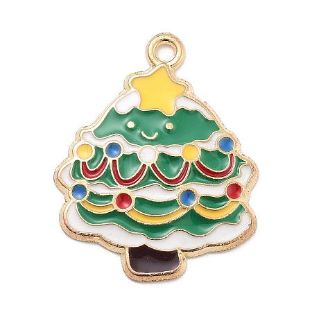 Christmas Theme Alloy Enamel Pendants X-ENAM-D060-04F-1