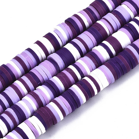 Handmade Polymer Clay Beads Strands CLAY-R089-6mm-092-1