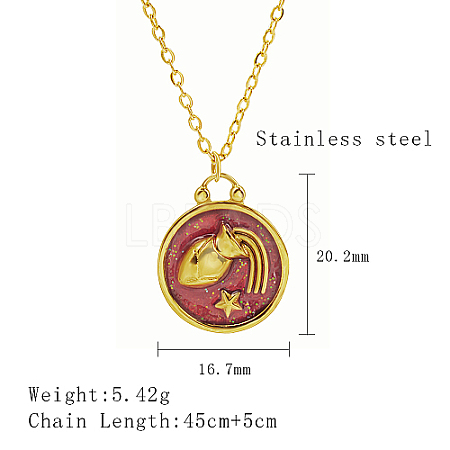 304 Stainless Steel Enamel Constellation Pendant Necklaces LS-DJ0261-4-1-1