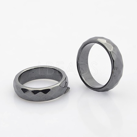 Non-Magnetic Synthetic Hematite Wide Band Rings RJEW-J005-04A-1