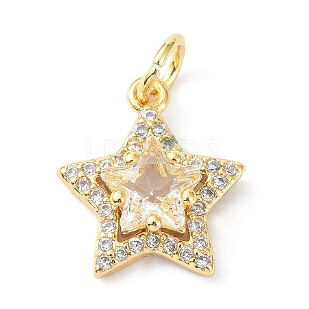 Brass Cubic Zirconia Charms ZIRC-C022-07G-1