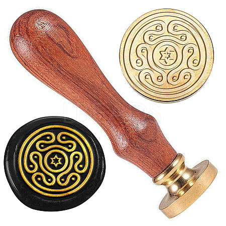 Golden Plated Brass Sealing Wax Stamp Head AJEW-WH0208-943-1