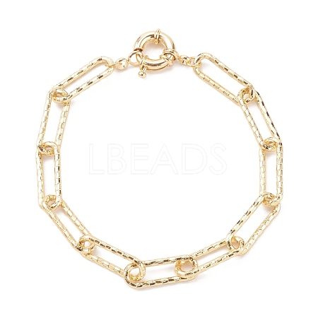 Brass Textured Paperclip Chain Anklets AJEW-AN00416-1