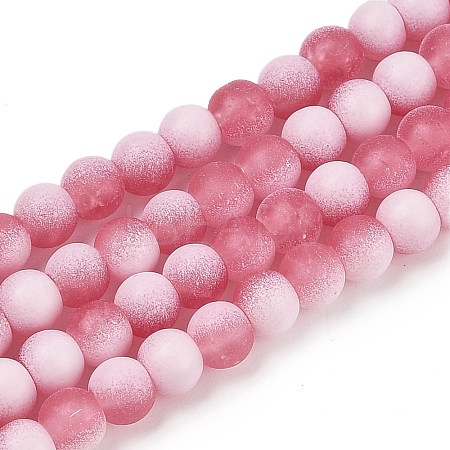 Frosted Crackle Glass Beads Strands GLAA-U001-8mm-M13-1