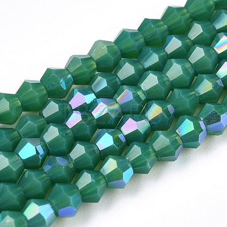 Opaque Solid Color Electroplate Glass Beads Strands EGLA-A039-P2mm-L07-1