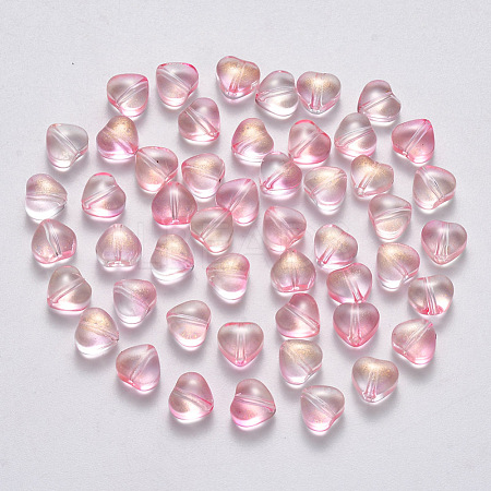 Transparent Spray Painted Glass Beads X-GLAA-R211-02-B04-1