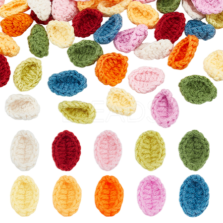 60Pcs 10 Colors Handicraft Milk Cotton Knitting Leaf Ornament Accessories DIY-FG0004-82-1
