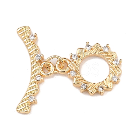 Brass Micro Pave Clear Cubic Zirconia Toggle Clasps KK-K407-36G-1